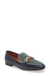 Tory Burch Jessa Bicolor Horsebit Loafers In Perfect Navy/ Green