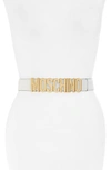MOSCHINO LOGO BUCKLE LEATHER BELT,2012A800980030555