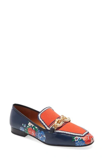 Tory Burch Women's Jessa Floral Leather Loafers In Blue