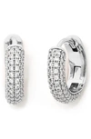 Kate Spade Brilliant Statements Pave Mini Huggie Hoop Earrings In Clear/silver