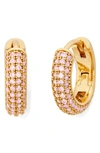 Kate Spade Brilliant Statements Pavé Mini Huggie Hoop Earrings In Pink