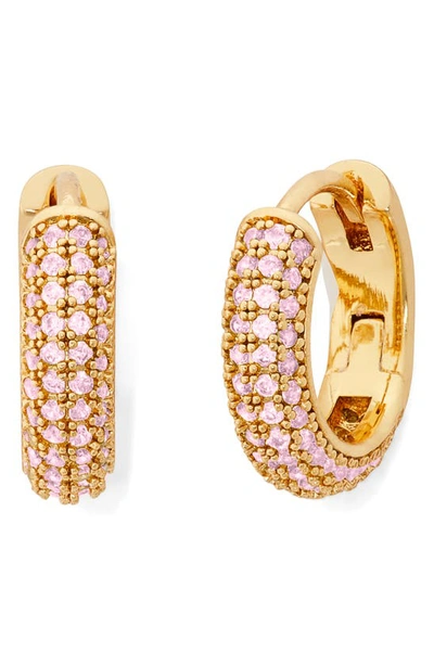 Kate Spade Brilliant Statements Pavé Mini Huggie Hoop Earrings In Pink