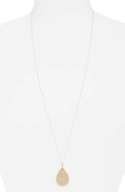 Anna Beck Long Reversible Two-tone Teardrop Pendant Necklace In Gold/ Silver