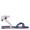 MANOLO BLAHNIK NASTRAFLA BLUE FLAT SANDALS,MB16511S