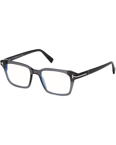 Tom Ford Men's Blue Block 54mm Square Acetate Optical Glasses In Gray
