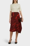 VICTORIA BECKHAM Printed Draped Crepe Midi Skirt