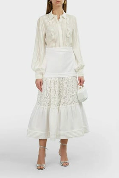 Alexis Gwenda Eyelet Midi Skirt In White