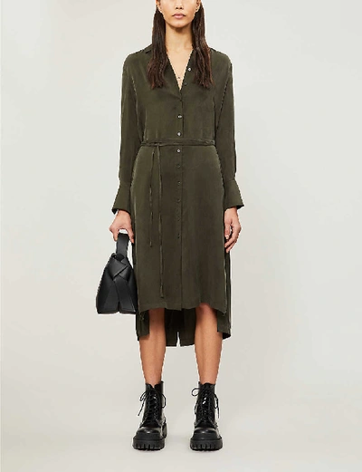 Allsaints Anya Twill Shirt Dress In Military Green