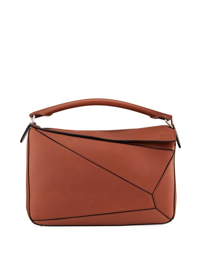 Loewe Men's Puzzle Leather Crossbody/shoulder Bag In Brown