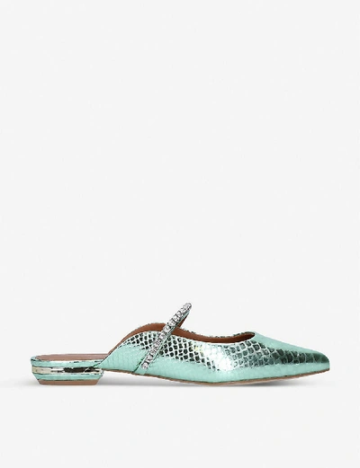 Kurt Geiger Princely 2 Snake-print Faux-leather Mules In Green