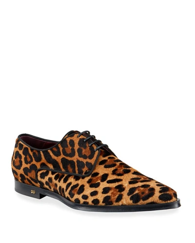 Dolce & Gabbana Leopard-print Calf Hair Derby Shoes