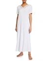 HANRO MOMENTS SHORT-SLEEVE LONG NIGHTGOWN,PROD229620084