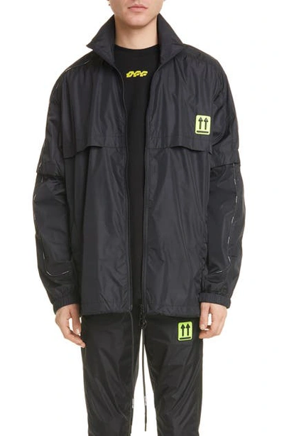 Off-white River Trail Nylon Track Jacket With Removable Sleeves In Black