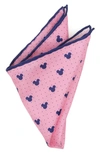 Cufflinks, Inc Mickey Mouse Dot Silk Pocket Square In Pink