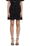 Sandro Elanna Topstitched Skirt In Black