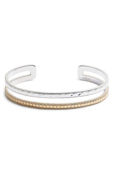 Anna Beck Mixed Double Band Cuff In Gold/ Silver