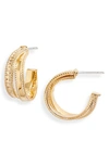 ANNA BECK TWO-TONE CROSSOVER HOOP EARRINGS,ER10083-GLD