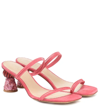 Jacquemus Les Mules Vallena Suede Sandals In Pink