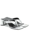 BALENCIAGA DOUBLE SQUARE LEATHER THONG SANDALS,P00434349