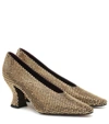 BOTTEGA VENETA ALMOND EMBELLISHED SUEDE PUMPS,P00434586