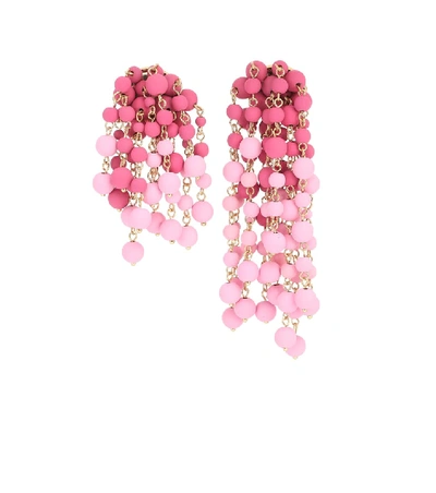 Jacquemus Les Mimosas Beaded Gold-tone Earrings In Pink