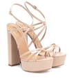 AQUAZZURA GIN 140 LEATHER PLATFORM SANDALS,P00453643