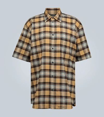 Balenciaga Short-sleeved Flannel Shirt In Multicoloured