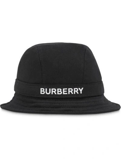 Burberry Logo-print Cotton-jersey Bucket Hat In Black