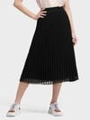 Donna Karan Pull On Pleated Midi Skirt In Black