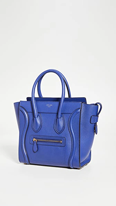 Pre-owned Celine Blue Luggage Micro Bag