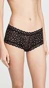 Hanky Panky X-dye Leopard Print Lace Boyshorts In Black/praline