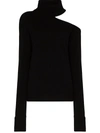 PAIGE RAUNDI COLD-SHOULDER TURTLENECK SWEATER