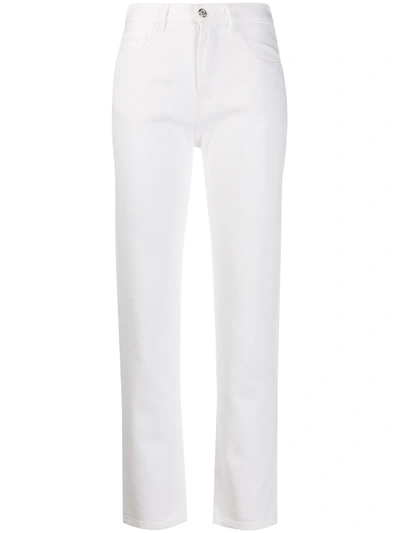 Moncler Crop Pants With Logo Patch In White