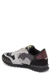 Valentino Men's Camo Mesh Rockrunner Sneakers In Grey / Black