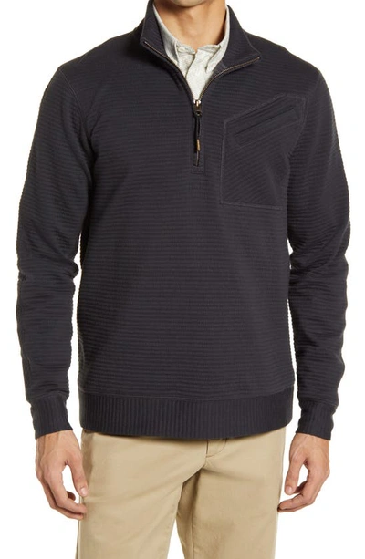 Billy Reid Double Knit Half-zip Pullover In Dark Navy