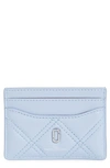 The Marc Jacobs Quilted Leather Card Case In Blue Mist