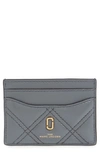 The Marc Jacobs Quilted Leather Card Case In Dark Grey