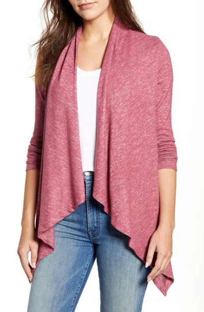 B Collection By Bobeau Amie Waterfall Knit Cardigan In Cassis