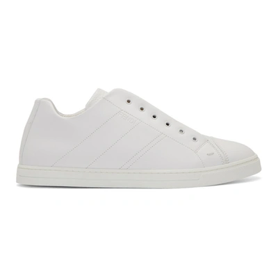 Fendi Ff Taping Laceless Low-top Sneakers In White