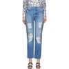 Frame Heritage Original Ripped High Waist Ankle Jeans In Bellflower