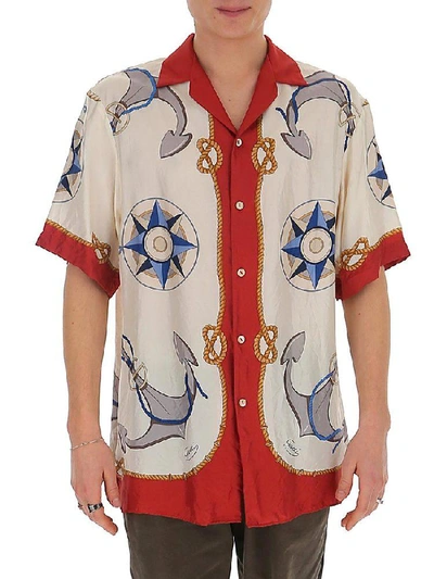 Gucci Nautical Print Oversize Bowling Shirt In White,red