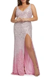 MAC DUGGAL OMBRE SEQUIN PROM DRESS WITH TRAIN,5152