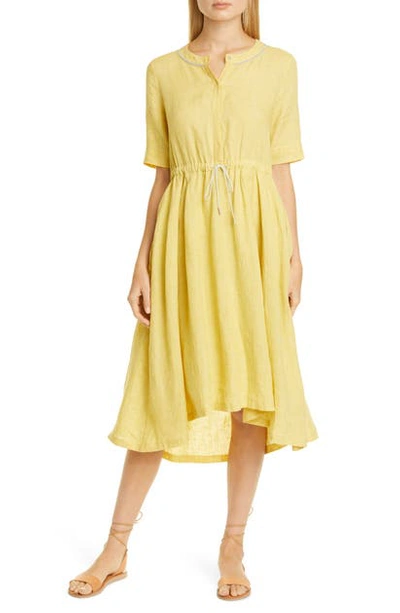 Fabiana Filippi Rhinestone Trim Midi Dress In Yellow