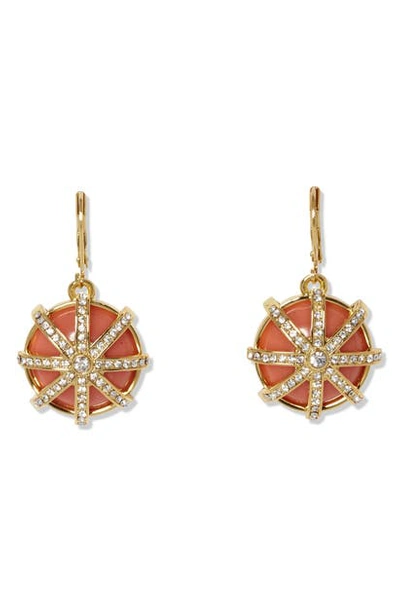 Vince Camuto Resin Drop Earrings In Gold/crystal/coral