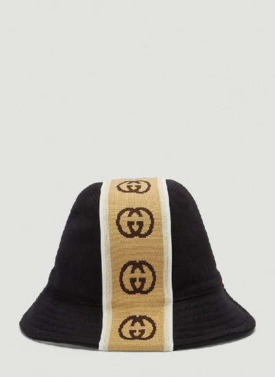 Gucci Bucket Hat In Black & Beige