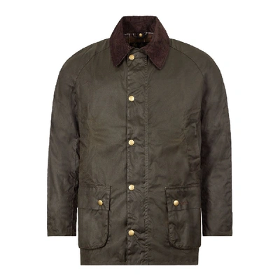 Barbour Wax-coated Zipped-up Jacket In Green