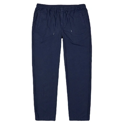 Folk Tapered Cotton-twill Drawstring Trousers In Navy
