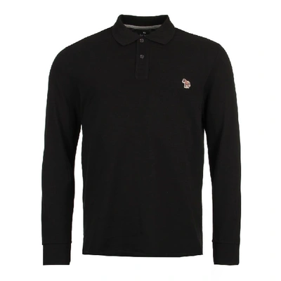 Paul Smith Long Sleeve Zebra Polo Shirt In Black