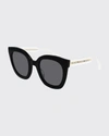 GUCCI COLORBLOCK ACETATE SQUARE SUNGLASSES,PROD153640259