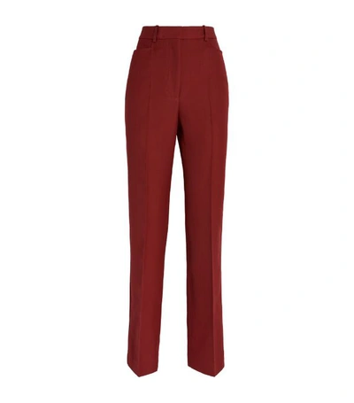 Victoria Beckham Wide Pleated Trousers In Red